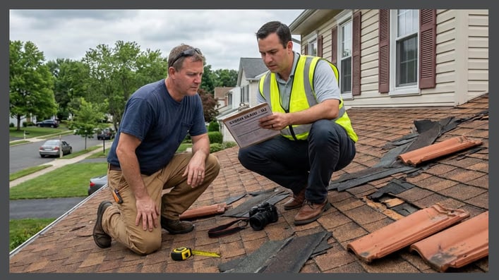 Contractor and Adjuster on Roof