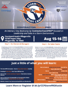 The StormPRO flyer has all of the information you need on the 2-day boot camp.